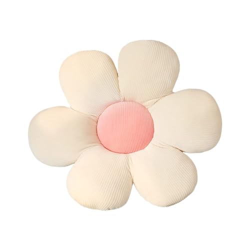 ACYOUNG Blumenboden Kissen Tatami Blumenförmiges Plüsch-Dekor der bequemen Sitzkissen für Kinderzimmer Hause Sofa Dekoration (40 x 40 cm,Weiß & Pink - a)