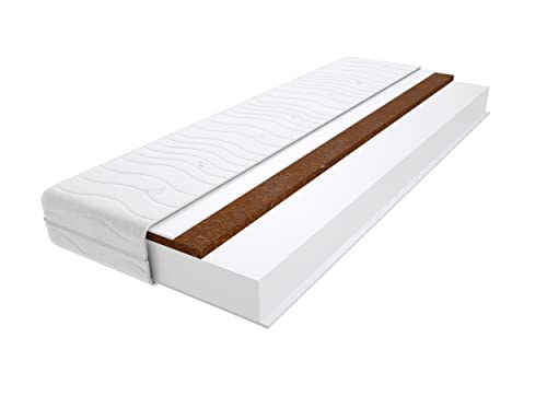 Godre Schaumstoff Matratze 160x220 cm Doppelmatratze, H3 & H4 Komfortschaummatratze 16 cm Hoch Kokosfaser mit Klimafaser, Hypoallergen, HR-Schaum, Wendematratze Trento Max