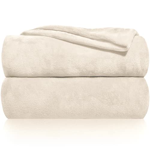 Gräfenstayn® Kuscheldecke flauschig & super weich - hochwertige Fleecedecke auch als Wohndecke, Tagesdecke, Sofadecke & Wohnzimmer geeignet - Überwurf Decke Sofa & Couch (Creme, 240x220 cm)