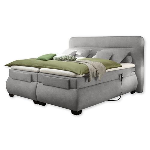 Stella Trading Evolution 2 Boxspringbett 180x200 elektrisch verstellbar, Schlamm - Bequemes Doppelbett mit 7-Zonen Federkern Matratze & Komfortschaum Topper - 210 x 122 x 220 cm (B/H/T)