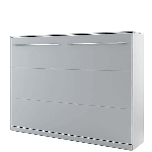 Lenart Schrankbett - Wandbett Concept Pro CP04 140x200 cm - Schrankklappbett Horizontal - Schrank mit integriertem Klappbett - Funktionsbett (Grau Matt)