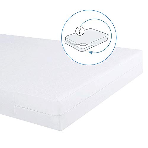 Bedecor Wasserdichter Matratzenbezug 100 x 200 cm mit Reißverschluss，Matratzenschoner Baumwolle，Atmungsaktiver und hypoallergener,Milbenbeweis Matratzenschutz，Matratzenhöhe 20 cm