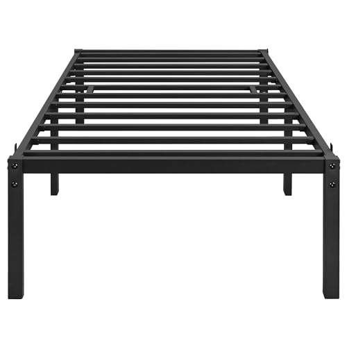 Yaheetech Bettrahmen 90 x 200 cm Metallbett Bettgestell aus Metall, Modern Jugendbett mit Lattenrost, Doppelbett Einzelbett Schwarz 41cm H