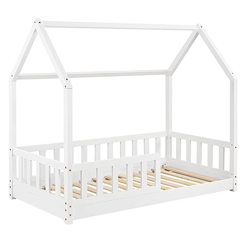 WEB2O Hochbett für Kinder aus Naturholz, 90 x 190 cm (weißes Bett)