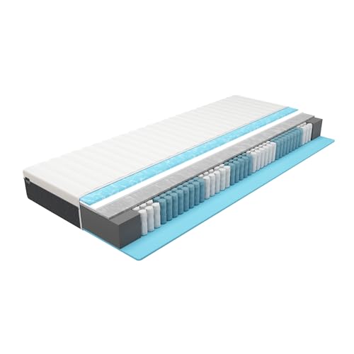 BMM Matratze 180x200 cm easyone H3 mittelfest/Boxspring 5-Schicht-Hybrid-System/Taschenfederkern trifft Schaumstoff/ergonomische 7 Zonen Matratze Höhe 22 cm/Matratzen Made in Germany