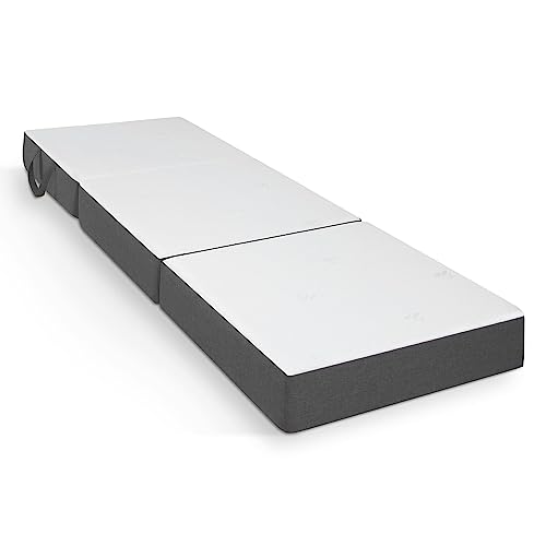 maxVitalis Visco Gästematratze, extra hoch: 15 cm Memory-Foam Klappmatratze, 3-teilige Faltmatratze, Faltbare Matratze, Bandscheibenwürfel, Reisematratze, klappbar, waschbar, 75x195x15 cm Erwachsene