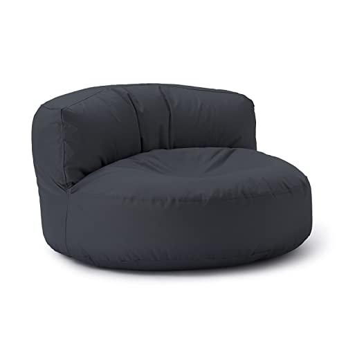 LUMALAND Sitzsack Lounge | Sofa-Sitzsack 90 x 50 cm mit Rückenlehne | Indoor & Outdoor Beanbag | Wasserabweisend & Robust | Mit anpassungsfähiger EPS-Füllung | Waschbarer Bezug [Stahlgrau]
