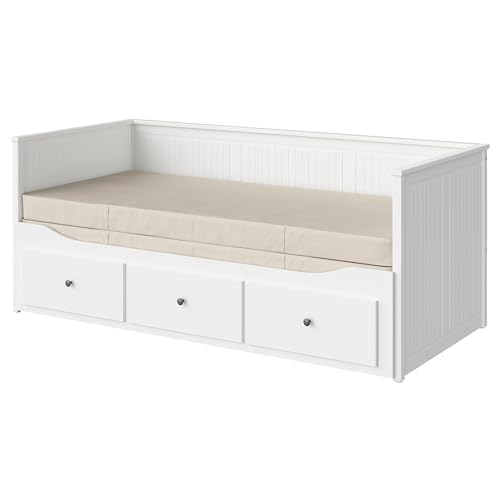IKEA HEMNES Tagesbett mit 3 Schubladen/2 Matratzen, 80 x 200 cm, Weiß/Vannareid extra fest