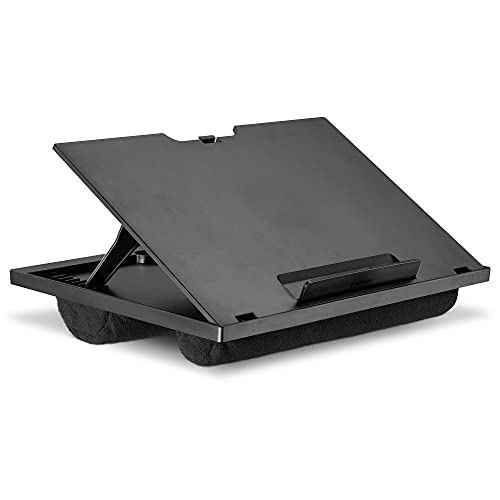 Navaris Laptop Tisch Ablage aus Kunststoff - Bett Couch Unterlage für Tablet - 37,6x28x5,8cm Laptopunterlage Laptopkissen - 8 Verschiedene Stufen - Schwarz