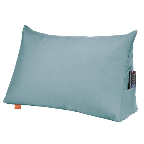 sleepling Rückenkissen Keilkissen für Bett und Sofa, Lendenkissen, dreieckiges Lesekissen, Kissen mit abnehmbarem waschbarem Bezug, Seitenfach, 70 cm breit, türkis