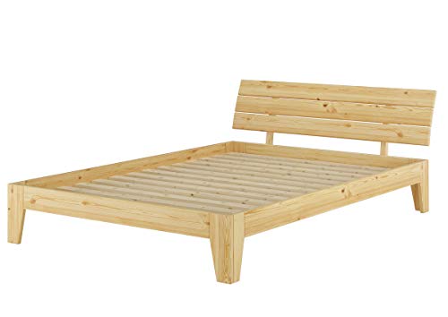 Erst-Holz Doppelbett Überlänge 160x220 Futonbett Massivholz Kieferbett Natur mit Rollrost 60.62-16-220