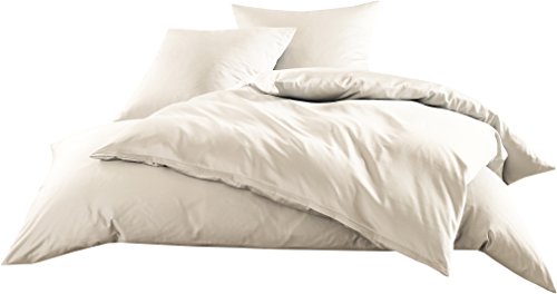 Mako-Satin Baumwollsatin Bettwäsche Uni einfarbig zum Kombinieren (Bettbezug 155 cm x 200 cm, Natur)