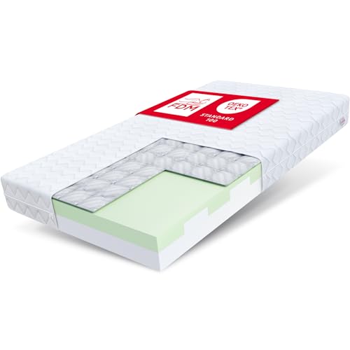 FDM Kindermatratze Paulo Bett Matratze Schaumstoff 90 x 160 cm Härtegrad H3 9 Zonen 16 cm Höhe Buchweizen Allergiker Geeignet Öko-Tex Weiß Polyurethan-Schaum