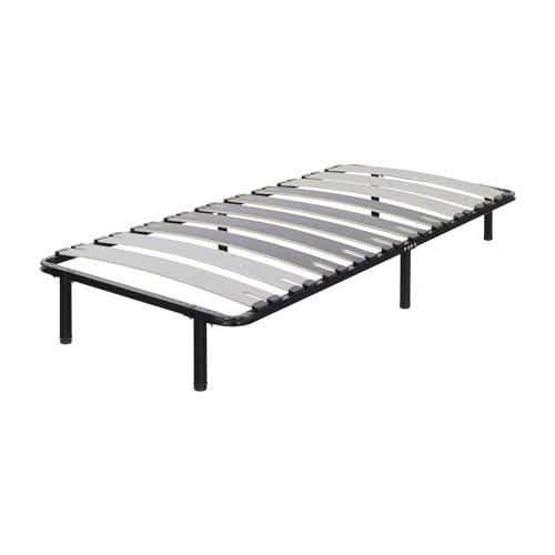 i-flair Metallbett Deck 80x200 cm - Stabiler Metall-Lattenrahmen auf Füßen mit Breiten Latten - Lattenrost für alle Betten und Matratzen geeignet