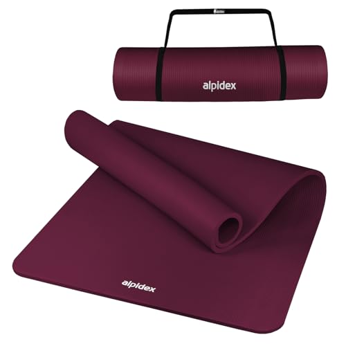 ALPIDEX Trainingsmatte extra Dick 1,5cm, Phthalatfrei, Rutschfest, Yoga, Pilates, Fitness, Sport, Berry, 190 x 80 x 1.5 cm