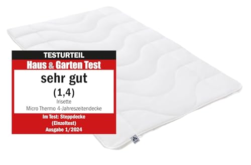 Irisette Micro Thermo 4-Jahreszeitendecke, Steppbett mit Bezug aus softer Microfaser für alle Jahreszeiten, 220 x 240 cm, Öko Tex zertifiziert, produziert nach deutschem Qualitätsstandard