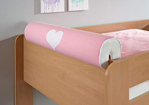 Froschkönig24 Nackenkissen Nackenrolle für Spielbett Hochbett Etagenbett Rosa/Weiß