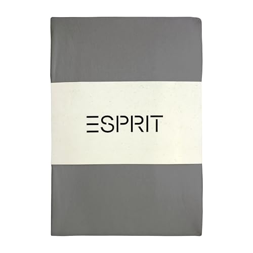 ESPRIT - Spannbettlaken 150 x 200 cm - Anthrazit - für bis zu 30cm Matratzenhöhe - supergekämmter Baumwolle mit ÖkoTex Made in Green Siegel