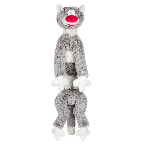 FANCY Lange Katze Kuscheltier 83cm groß Plüsch Nackenkissen Seitenschläferkissen Katze Spielzeug Kinder und Erwachsene (grau)