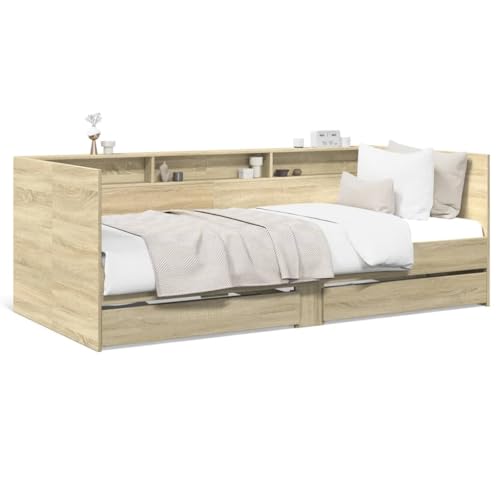 SECOLI Tagesbett mit 2 Schubladen Tagesbett Holz Tagesbett 100x200 Bett mit Stauraum Einzelbett mit Schubkästen Jugendbett Kinderbett Holzbett-100 x 200 cm-