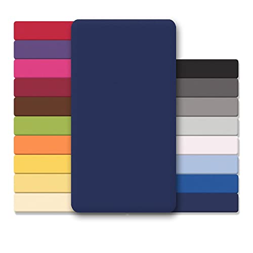 CelinaTex Jersey Spannbettlaken Lucina 180x200-200x200cm dunkel blau 100% Baumwolle gekämmt bis 26cm Matratzenhöhe Oeko-TEX