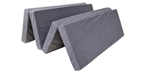 Natalia Spzoo breite Faltmatratze 180 x 120 x 8 cm Klappmatratze mit Schaumstoffkern & abnehmbarem Bezug klappbare Schlafmatte (1008 Grau)
