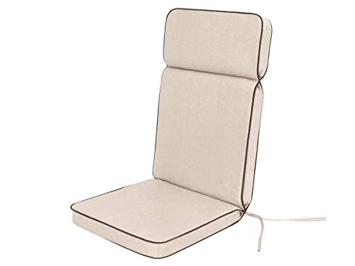 1-Stück Stuhlauflagen für Gartenmöbel Sitzpolster für Hochlehner, Gartenmöbelauflagen, Gartenstuhl-Auflage - 120 x 50 x 5 cm - Beige