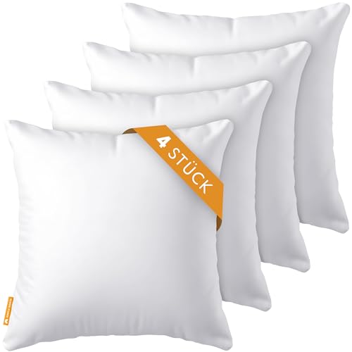 Gentle North Kopfkissen (45x45 cm groß) - 4er Set Kissen für Bett und als Dekokissen - Mit Reißverschluss für Füllung - Sofakissen - Zierkissen für Couch und Sofa - Ökotex - Waschbar bis 60° - Weiß