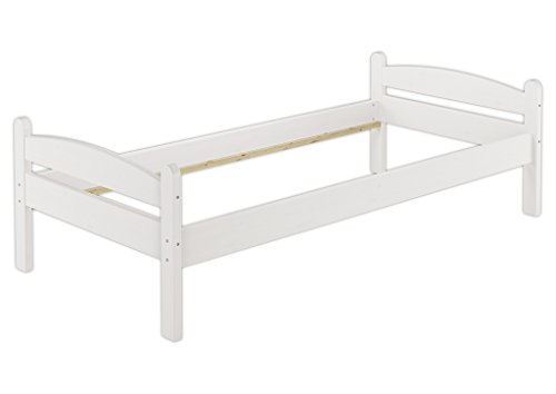 Erst-Holz Stabiles Bettgestell Kiefer massiv weiß 100x200 Einzelbett Futonbett ohne Rollrost 60.32-10 W oR