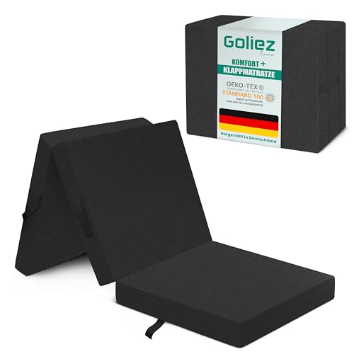 Goliez Klappmatratze 3-teilige Faltmatratze Gästematratze, Schaumstoff Matratze, Klappbar, Faltbare Kamping Bett, Waschbar Bezug Grau Einzel 190x60x7cm