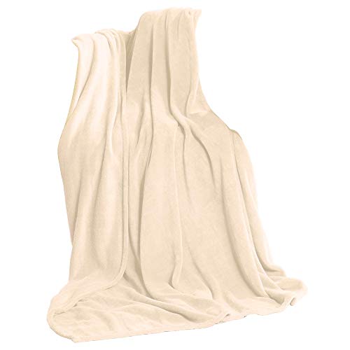 CelinaTex Flauschige Kuscheldecke 150 x 200 cm Creme weiß Decke Sofa Wohndecke weich Soft Mikrofaser Fleece Oeko-TEX TV-Decke