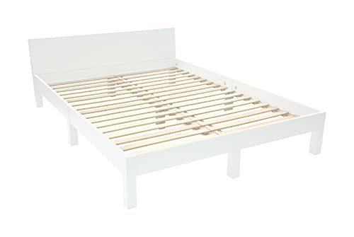 Ragaba DABI Bett B 160 cm x L 220 cm - Buchenholzbeine + laminierter MDF-Plattenrahmen | Lattenrost enthalten