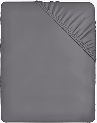 Utopia Bedding - Spannbettlaken 135x190cm - Grau - Gebürstete Mikrofaser Spannbetttuch - 35 cm Tiefe Tasche