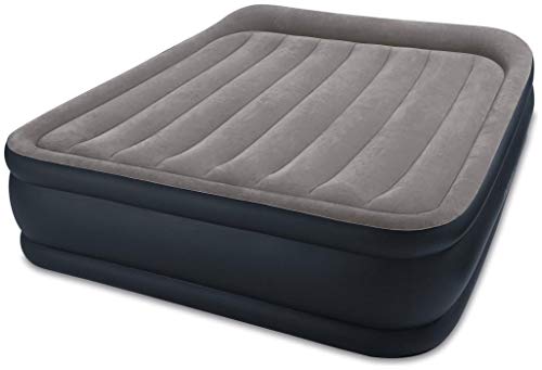 Intex Queen Deluxe Pillow Rest Airbed - Fiber-tech, Grau/Blau, Aufblasbar, 152 x 203 x 42 cm, Queen, 6.38 kg, 273 kg Kapazität, Mittelfest, 2 Jahre Garantie