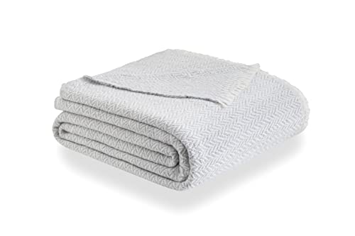 Todocama PRCMAMSGRCL180X240 Extra weiche Baumwolldecke, Mehrzweck-Tagesdecke, Sofaüberwurf (180 x 240 cm, hellgrau)
