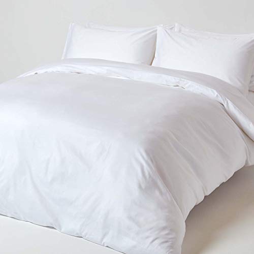 Homescapes 2-teiliges Bio-Bettwäsche-Set weiß aus 100% Bio-Baumwolle, 1 Bettbezug 135x200 cm & 1 Kissenbezug 48x74 cm