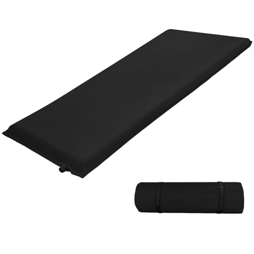 ALPIDEX Isomatte Camping 2.5 cm┃6 cm┃10 cm Dick Schaumstoff Selfinflating Matte Selbstaufblasende Outdoor Thermomatte Robust Isolierend, Farbe:Black, Maße:200 x 66 x 10 cm