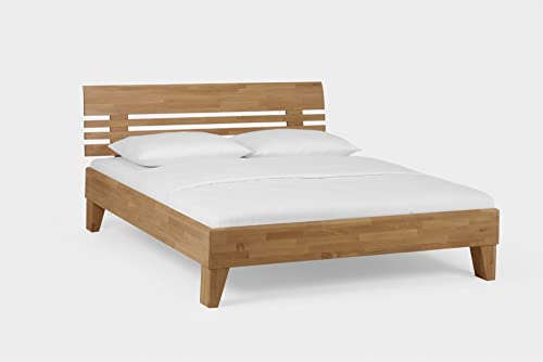 Beauty.Scouts Massivholzbett Maen II Kopfteil Bett Wildeiche Honig geölt verschied. Größen DICO Schlafzimmer Doppelbett Einzelbett Bettgestell Holzbett robust Größe 160 x 190 cm