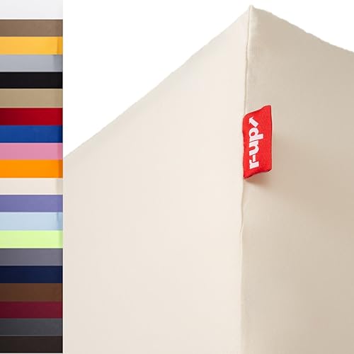 r-up Beste Spannbettlaken 180x200-200x220 bis 35cm Höhe viele Farben 95% Baumwolle / 5% Elastan 230g/m² Oeko-TEX stressfrei auch für Boxspringbetten (Natur)