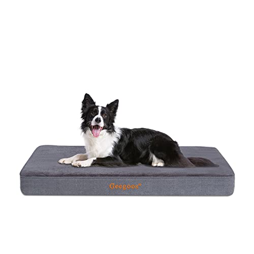 Gegoos Großes Hundebett, Orthopädisches Hund Kissen und Gedächtnisschaumhundbett mit waschbarer Abdeckung, Hundesofa Bett (89 x 55 x 7 cm,Grau)