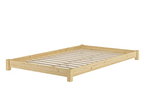 Erst-Holz Breites, flaches Futonbett Einzelbett 120x200 Kiefer massiv V-60.51-12, Ausstattung:Rollrost inkl.