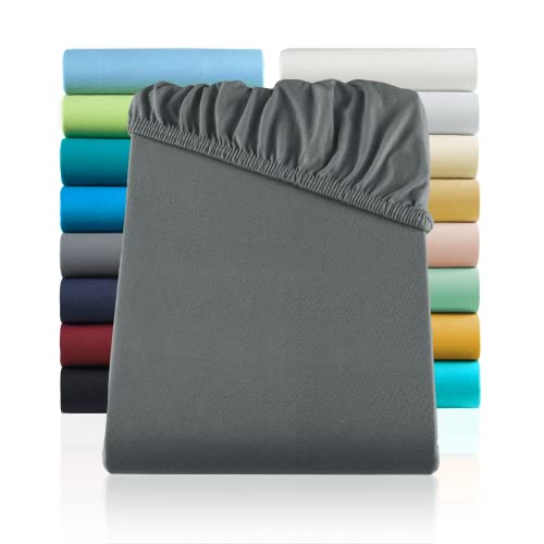 SHC by BaSaTex Jersey Kinder Spannbettlaken Bettlaken 2er Pack | Spannbetttuch Spannleintuch für Kinderbett und Babybett aus 100% Baumwolle | 70x140 Farbe Anthrazit - Grau