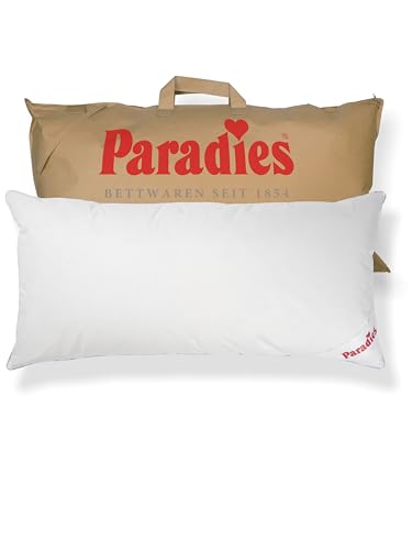 PARADIES Dreikammer-Kopfkissen 40x80 cm - 100g + 220g - Abbie medium Bio - mittelfestes Daunenkissen 40x80 mit RDS zertifizierten Gänsefedern und Daunen