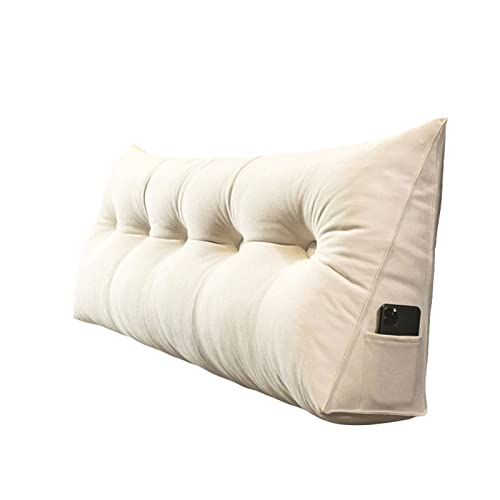 Großen Dreieckigen Kissen, Couchkissen Rückenlehne Bett Lesekissen Für Bett Und Sofa Keilkissen Wandkissen Groß Rueckenkissen Mit Abnehmbarem Deckel (Color : White, Size : 80cm)