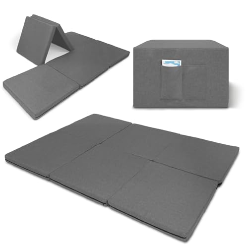 maxVitalis Klappmatratze 140x195 cm, 8 cm hoch, Gästematratze klappbar, Faltmatratze, Faltbare Matratze, Bandscheibenwürfel, Reisematratze, Gästebett klappbar, Klappbett waschbar