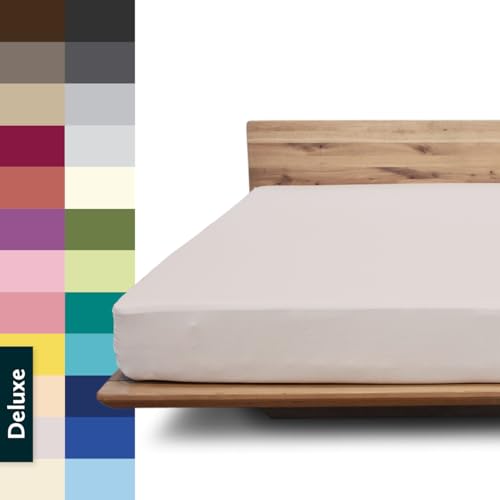 JONA SLEEP® Deluxe Spannbettlaken, Spannbettlaken in Hotelqualität - 240 g/m² - 150 Wäschen Garantie | Made in Austria (Kiesel, 90-100 x 200-220 cm)