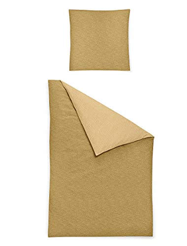 Irisette Edel-Feinbiber Bettwäsche Set Koala 8308 Gold 155 x 220 cm + 1 x Kissenbezug 80 x 80 cm