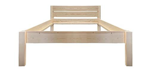 LIEGEWERK Designbett mit Kopfteil 100x200 cm Bett Holz Bettgestell Massivholzbett Holzbett (Breite 100 / Länge 200)