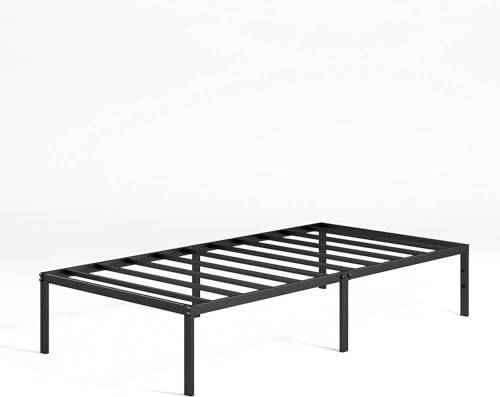 Zinus Yelena Bett 80 x 190 cm – Bettgestell 36 cm hoch mit Stauraum unter dem Bett – Plattformbett aus Metall mit Lattenrost aus Stahl – Schwarz