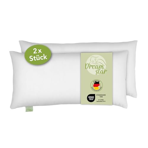 DREAMSTAR Eco 2er Set Kopfkissen mit Eco Faserfüllung | waschbar 40 Grad | Allergiker geeignet | 100% Mikrofaser | Öko-Tex Zertifiziert | 40 x 80 cm